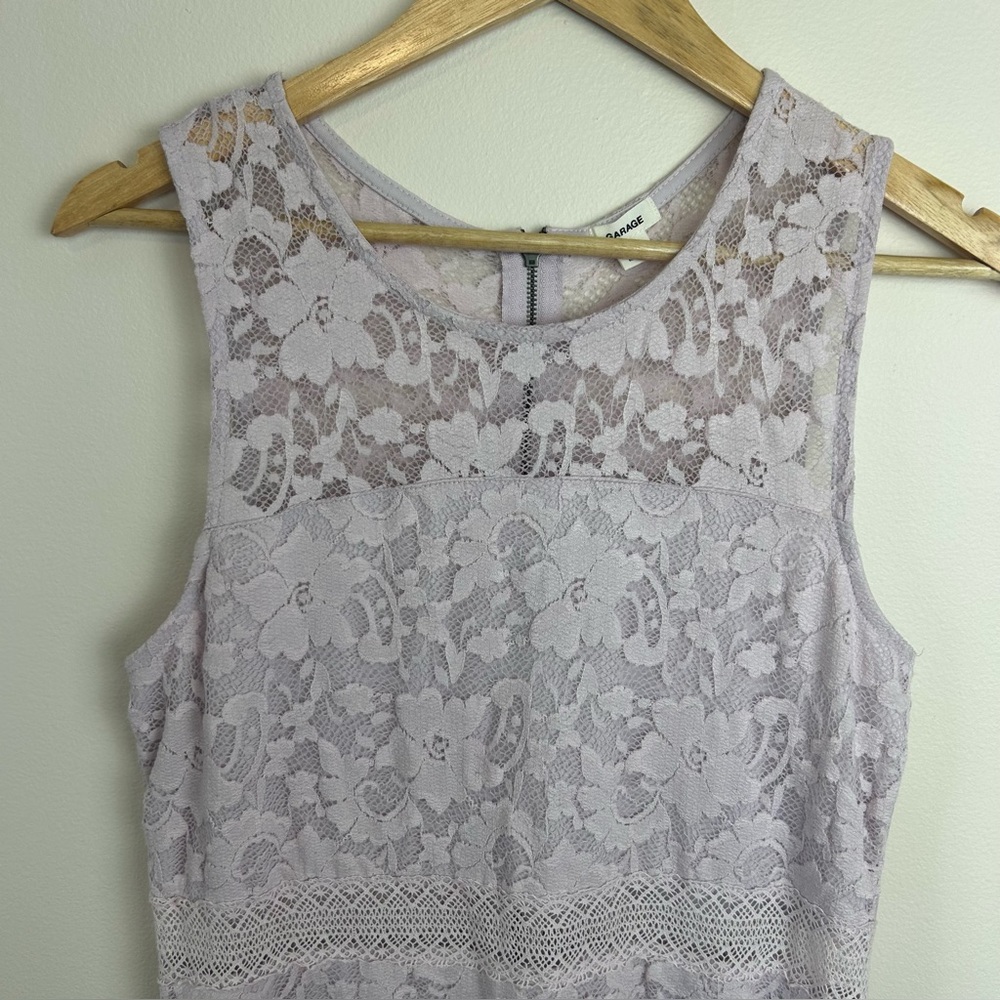 Garage Lavender Lace Dress Size L Sleeveless Fit & Flare Mini Dress